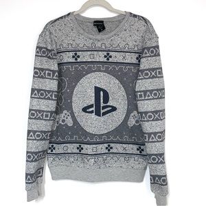 PlayStation Gray Graphic Fleece Lined Crewneck Sweatshirt Men’s Size Medium